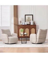 Streamdale Modern 360 Swivel Leisure Chair with Striped Armrest