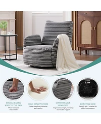 Streamdale Modern Swivel Leisure Chair with Striped Armrest