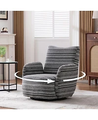 Streamdale Modern Swivel Leisure Chair with Striped Armrest