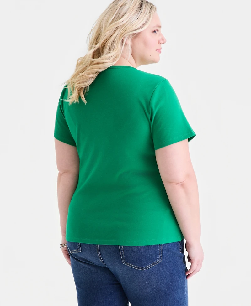 Style & Co Plus Short-Sleeve V-Neck Top, Exclusively at Macy's