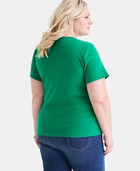 Style & Co Plus Short-Sleeve V-Neck Top, Exclusively at Macy's