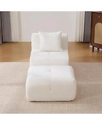 Streamdale Furniture 31" Modular Cloud Armless Chair with Ottoman Set, Ivory