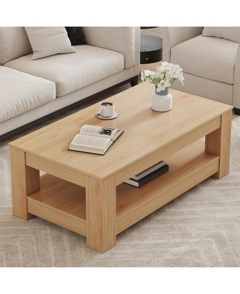 Streamdale Natural Wood Double Layered Coffee Table (Mdf)