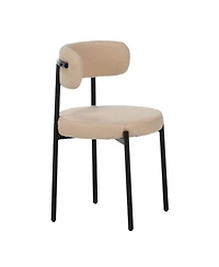 Streamdale Furniture Streamdale Medieval modern dining chair set, 4 pcs, round seat, black metal legs, beige