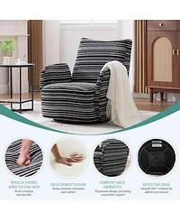 Streamdale Furniture Streamdale Modern Style Swivel Leisure Chair with Striped Armrest