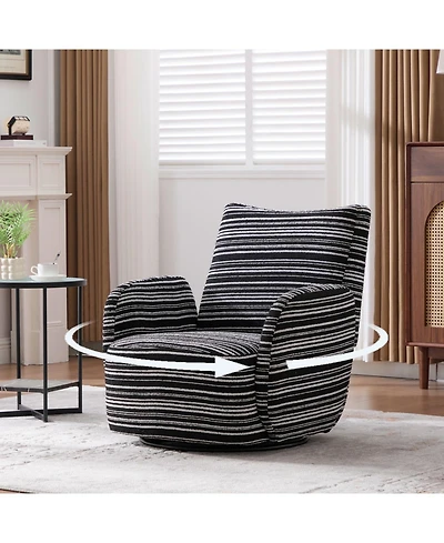 Streamdale Furniture Streamdale Modern Style Swivel Leisure Chair with Striped Armrest