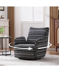 Streamdale Furniture Streamdale Modern Style Swivel Leisure Chair with Striped Armrest