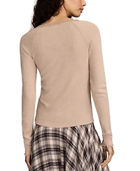 Lucky Brand Women's Lace Trim Henley Top