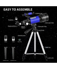 Telescope 70mm Aperture 300mm Az Mount Telescope with Stand and Phone Adapter for Kids, Adults and Beginners