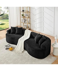 Streamdale Furniture Streamdale Modern Cloud 4-Seater Curved Sectional Sofa, Minimalist Black Chenille Couch