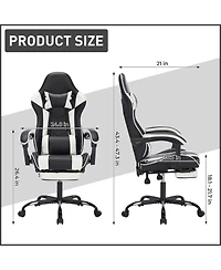 Streamdale Gaming Chair with Footrest, Ergonomic Computer Chair, Black White
