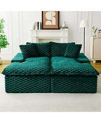 Streamdale Furniture Green Turtle Velvet Double Chaise Lounge Sofa