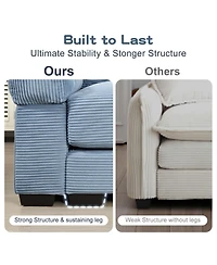 Streamdale Furniture Streamdale Oversized Cloud Modular Sectional Couch with Ottoman, Soft Corduroy, Blue