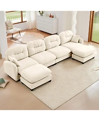 Streamdale Furniture Streamdale Modular Sectional U Shaped Couch with Ottoman, Beige
