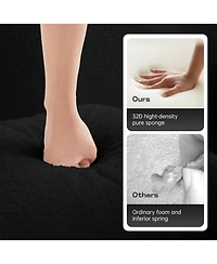 Streamdale Furniture Streamdale Black Teddy Fabric Boneless Sofa with Double Chaises