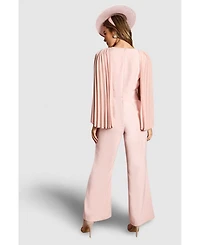 Coast Women's V Neck Pleated Long Sleeve Jumpsuit