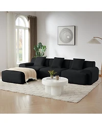 Streamdale Furniture Streamdale Modern L-Shaped Corduroy Sectional Sofa with Movable Ottoman
