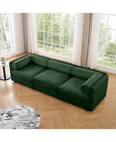 Streamdale Furniture Streamdale Elegant Green Chenille Sofa with Storage Seat, Contemporary 3-Seater Fabric Couch