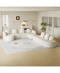 Streamdale Furniture Streamdale L-shaped curved modular sofa, modern lychee-textured polyester fabric, curved backrest