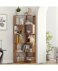 Streamdale Furniture Streamdale 6 Tier L-Shaped Corner Bookshelf - Dark Oak