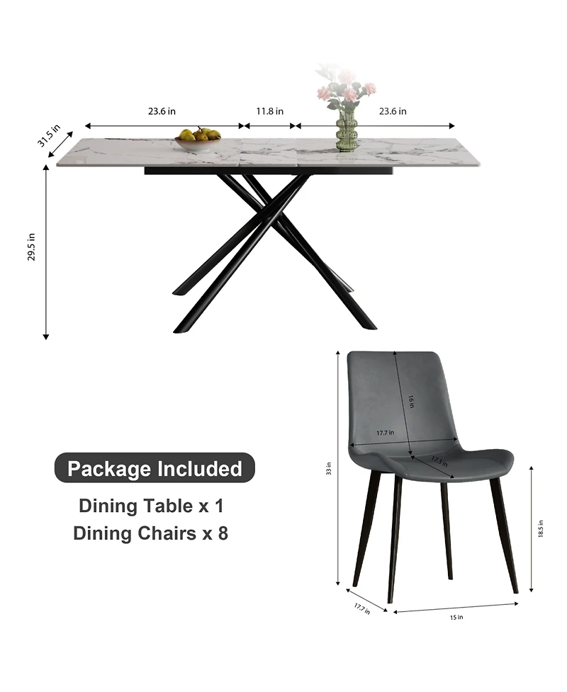 Streamdale Furniture 35" Round Black Glass Mid-Century Modern Dining Table