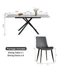 Streamdale Furniture 35" Round Black Glass Mid-Century Modern Dining Table