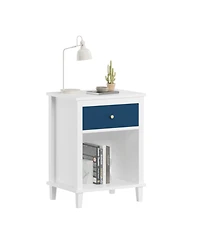 Streamdale Furniture Streamdale Wooden Nightstand with Drawer and Shelf for Kids and Adults, Navy+Golden Handle