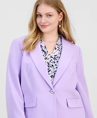 Kasper Plus Petal Lapel One-Button Jacket