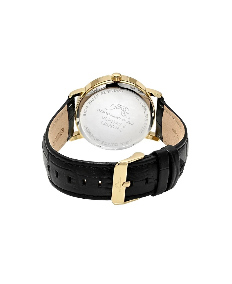 Porsamo Bleu Men's Veritas 2 Genuine Leather Band Watch 1362DVEL