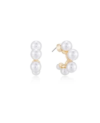 Ettika Five Cultivated Pearls Hoop Earrings