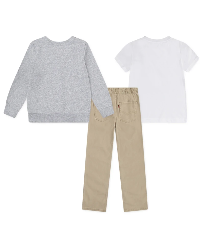 Levi's Boys' 4-7 Long-Sleeve Cardigan, T-Shirt and Pants, 3-Piece Set