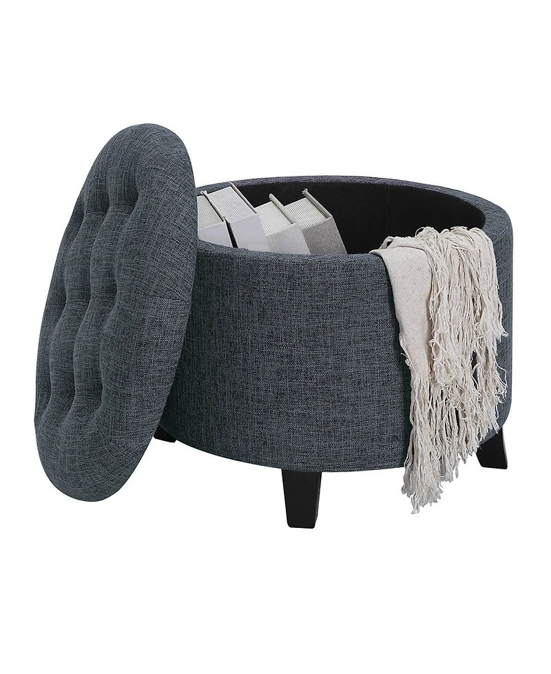 Convenience Concepts 17" Plywood Round Storage Ottoman