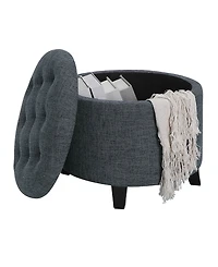 Convenience Concepts 17" Plywood Round Storage Ottoman