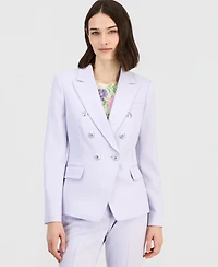 Tahari Asl Women's Twill Peak-Lapel Faux-Double Breasted Blazer