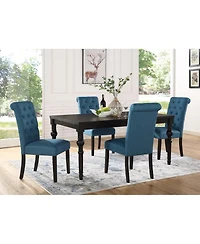 Streamdale Furniture Urban Style Wood Dark Wash Turned-Leg Dining Set: Table and 4 Chairs, Blue