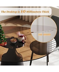 Streamdale Furniture 35" Round Dining Table & 4 Chairs Set - Mid-Century Modern Glass Top