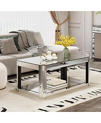 Streamdale Furniture Baked curved mirror Coffee Table for Living Room
