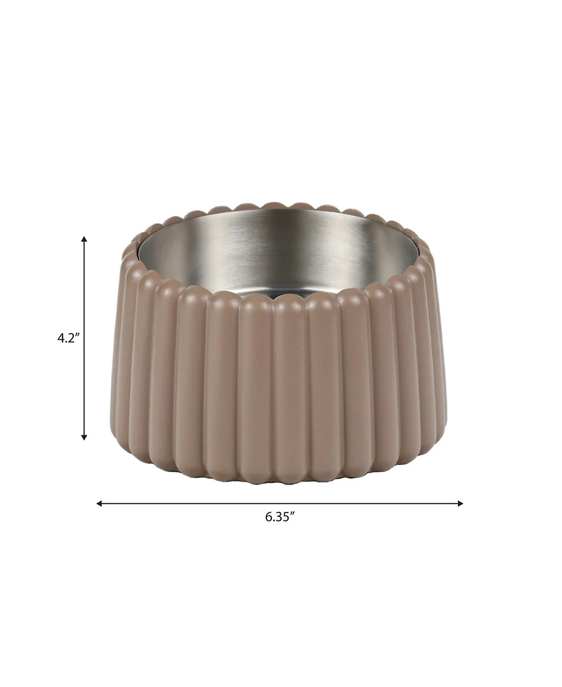 The Licker Store Ripple Ridge Small/Medium Slanted Concrete and Stainless Steel Bowl 16oz (2 Cups) Pet Feeder