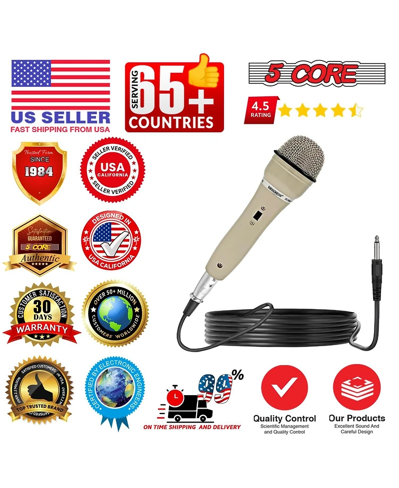 5 Core Xlr Microphone Dynamic Mic Karaoke Singing Studio Mics Handheld Microfono