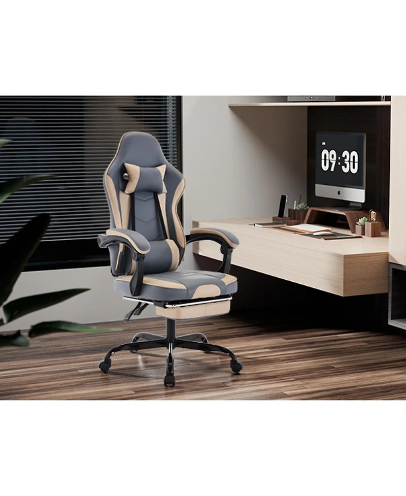 Streamdale Furniture Gaming Chair with Footrest and Massage Lumbar Support