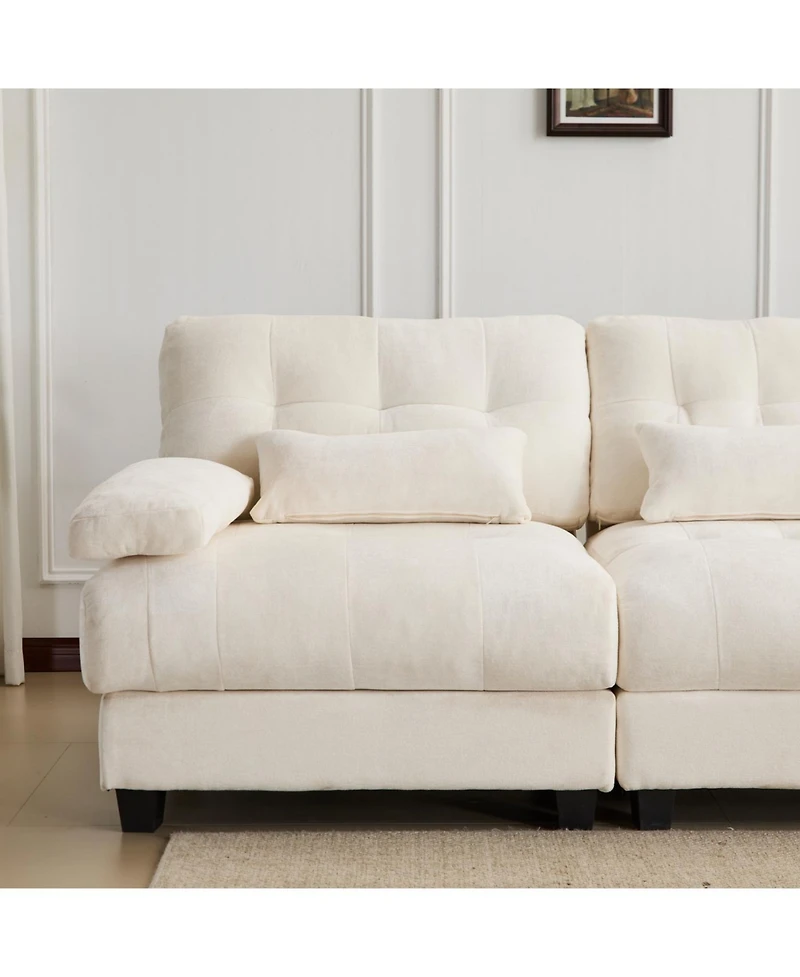 Streamdale Furniture 93" 3+1 Seater Sofa w/ Ottoman, Adjustable Backrest