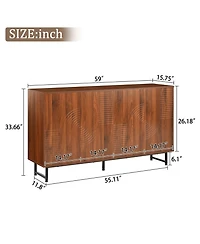 Streamdale Furniture Mid-Century Modern Walnut Sideboard Buffet Cabinet