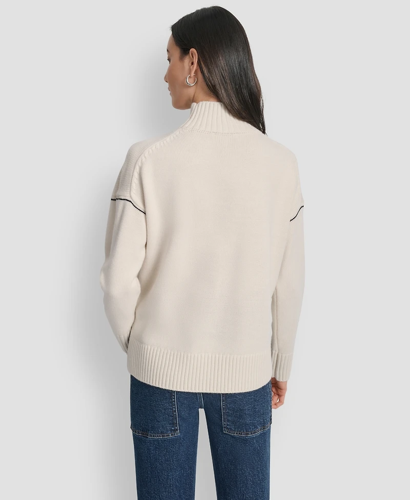 Dkny Jeans Women's Intarsia Logo Turtleneck Sweater
