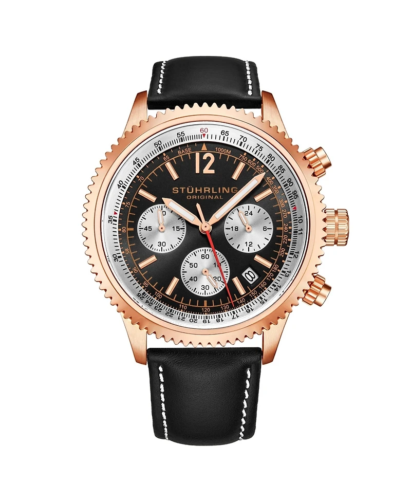 Stuhrling Turbine 4015 Men s Chronograph Watch – 44mm Quartz Movement, Tachymeter Bezel, Aviation-Inspired Design