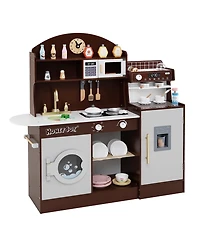 Sugift Kids Kitchen Set Wooden with Coffee Makers and Accessories