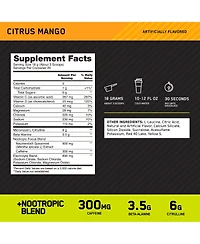 Optimum Nutrition, Pre-Workout Amped Powder, Citrus Mango, High Stim, Sugar-Free, Caffeine, 20 Servings
