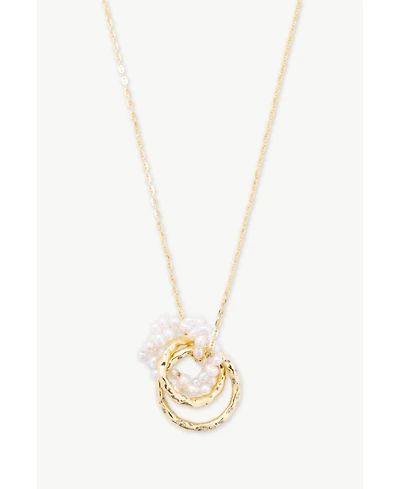 Classicharms Nina Gold Interlocking Ring & Bead Pearl Pendant Necklace