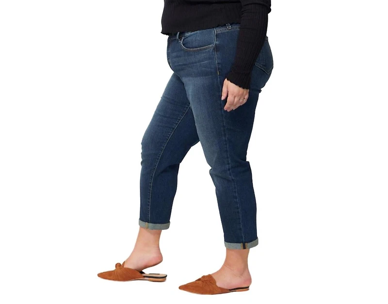 Slink Jeans Women's Women'sDenim Mid Rise Boyfriend rolled in 25.5" inseam - Kelly