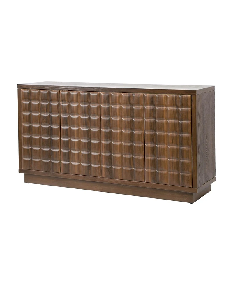 Streamdale Furniture Modern 4-Door Storage Cabinet with Geometric Doors & Metal Trim
