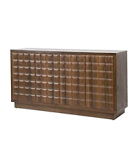Streamdale Furniture Modern 4-Door Storage Cabinet with Geometric Doors & Metal Trim